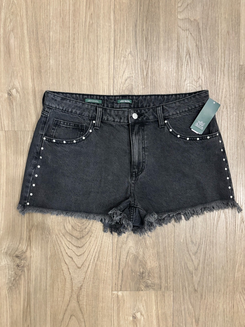 Wild Fable High-Rise Black Studded Denim Shorts Size 14